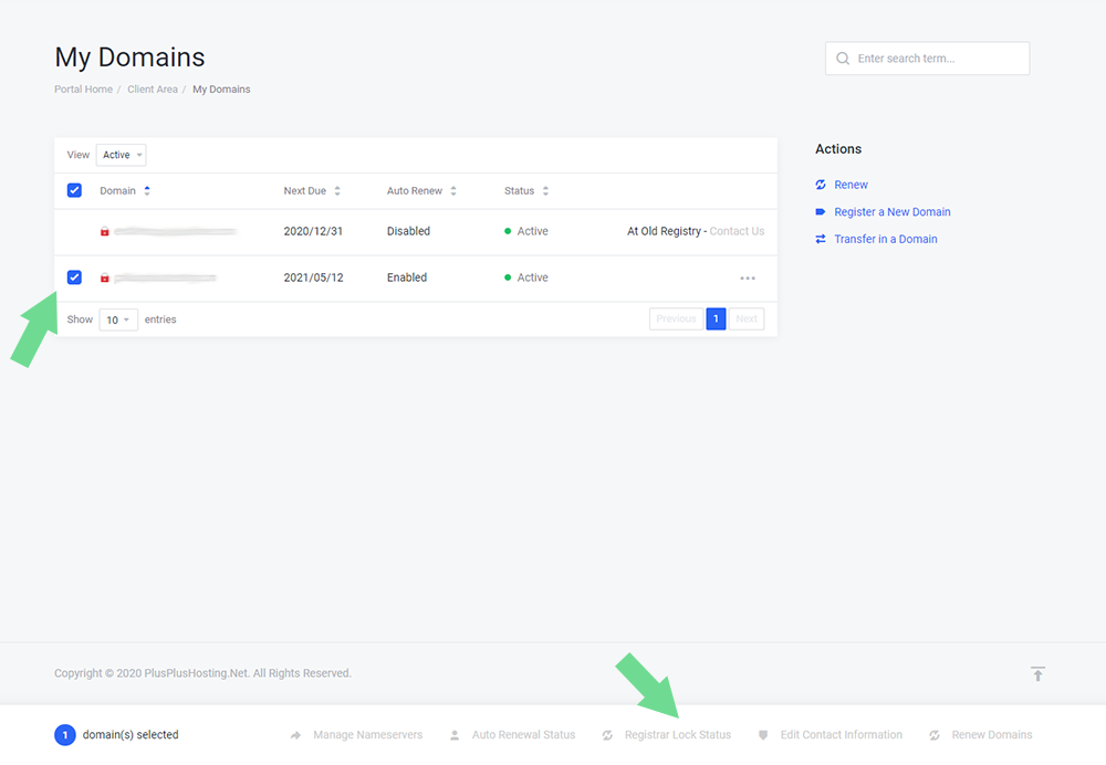 Enable Or Disable Registrar Lock In One Step On Multiple Domains Knowledgebase Plusplushosting Net